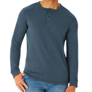 Member’s Mark Men’s Thermal Henley Long Sleeve Blue XL
